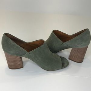 Franco Sarto Suede Open Toe Block Heel Shoes W 10M